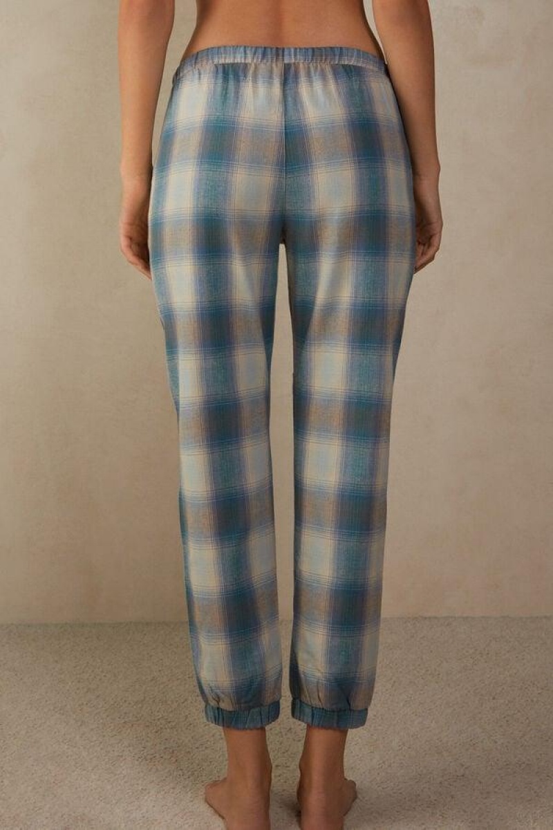 Intimissimi Cozy Mountains Brushed Cloth Pants with Cuffs Pyjamas Dame Blå | NOWY3990