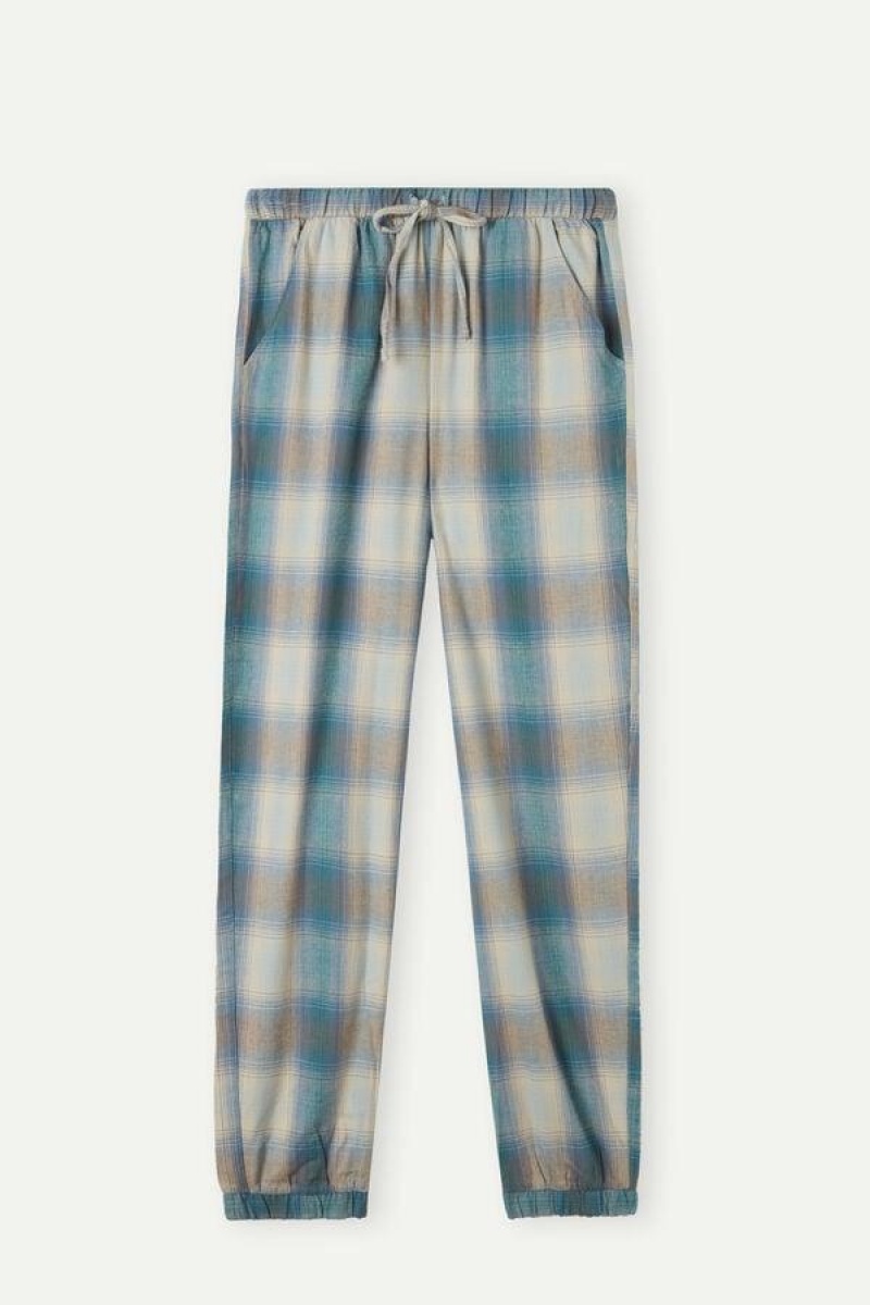 Intimissimi Cozy Mountains Brushed Cloth Pants with Cuffs Pyjamas Dame Blå | NOWY3990