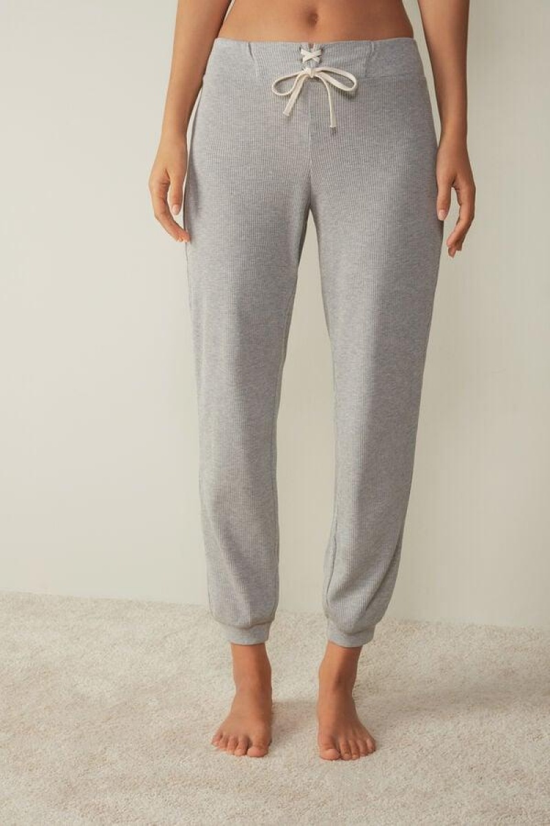 Intimissimi Cozy Waffle Pants Pyjamas Dame Lyse Grå | NOIS3984