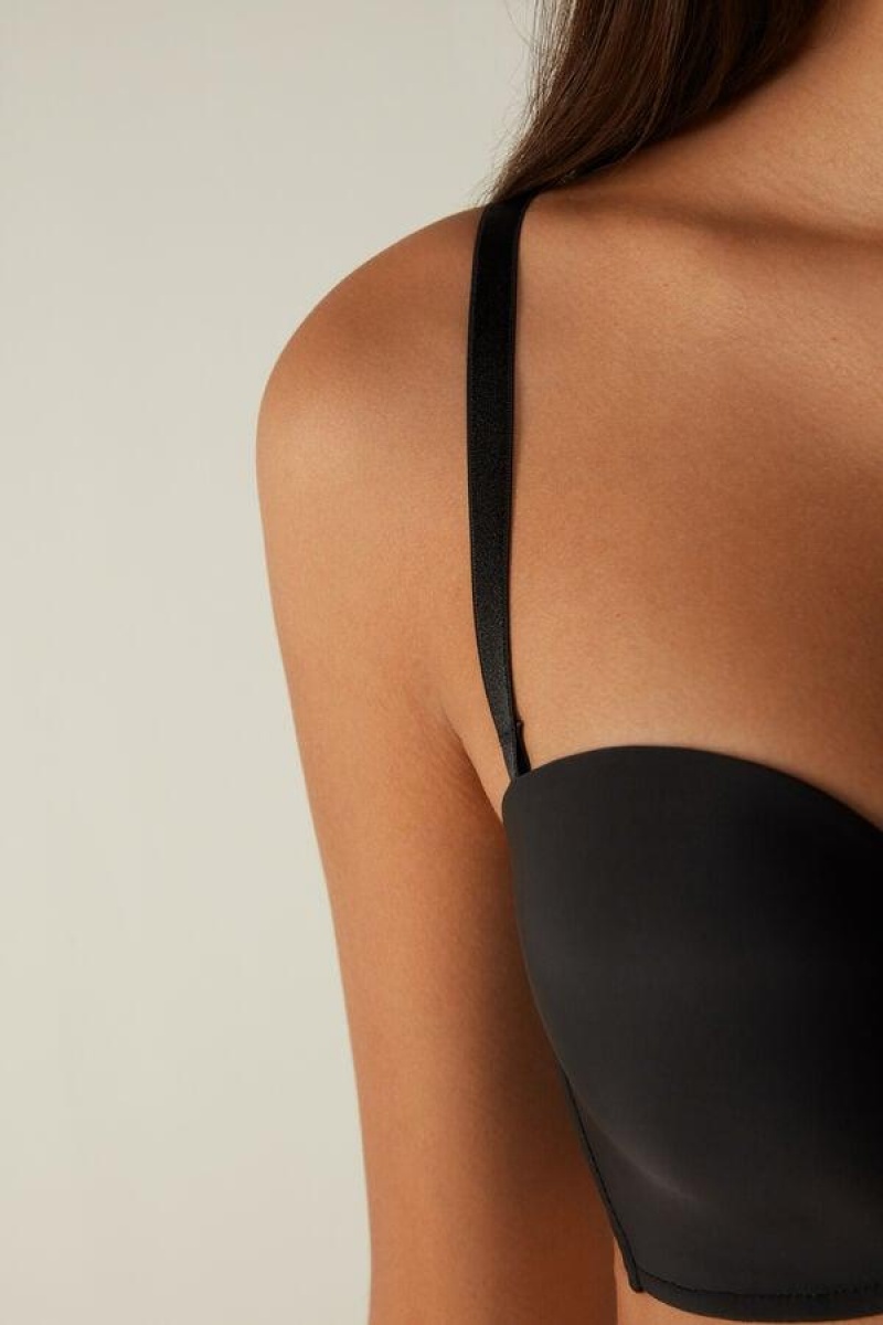 Intimissimi Daila Ultralight Microfiber Bandeau BH Dame Svarte | NOPQ4955