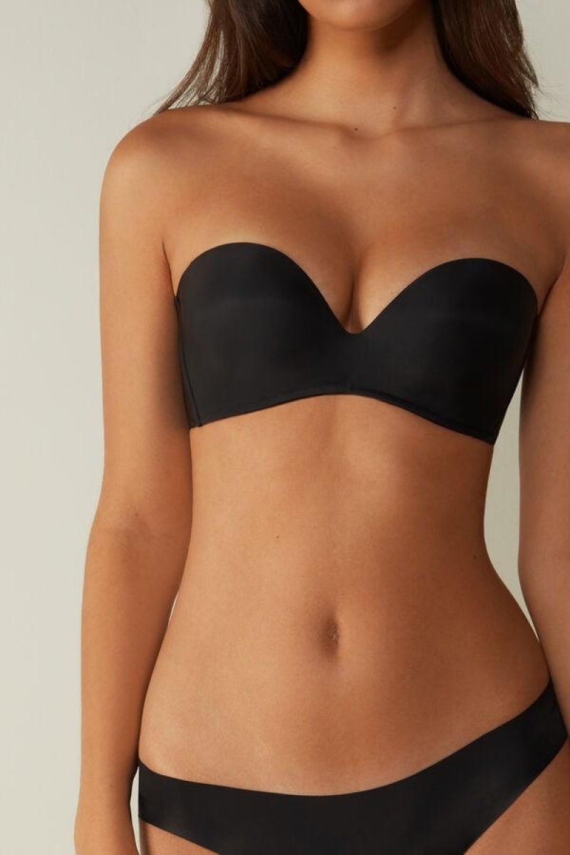 Intimissimi Daila Ultralight Microfiber Bandeau BH Dame Svarte | NOIS4839