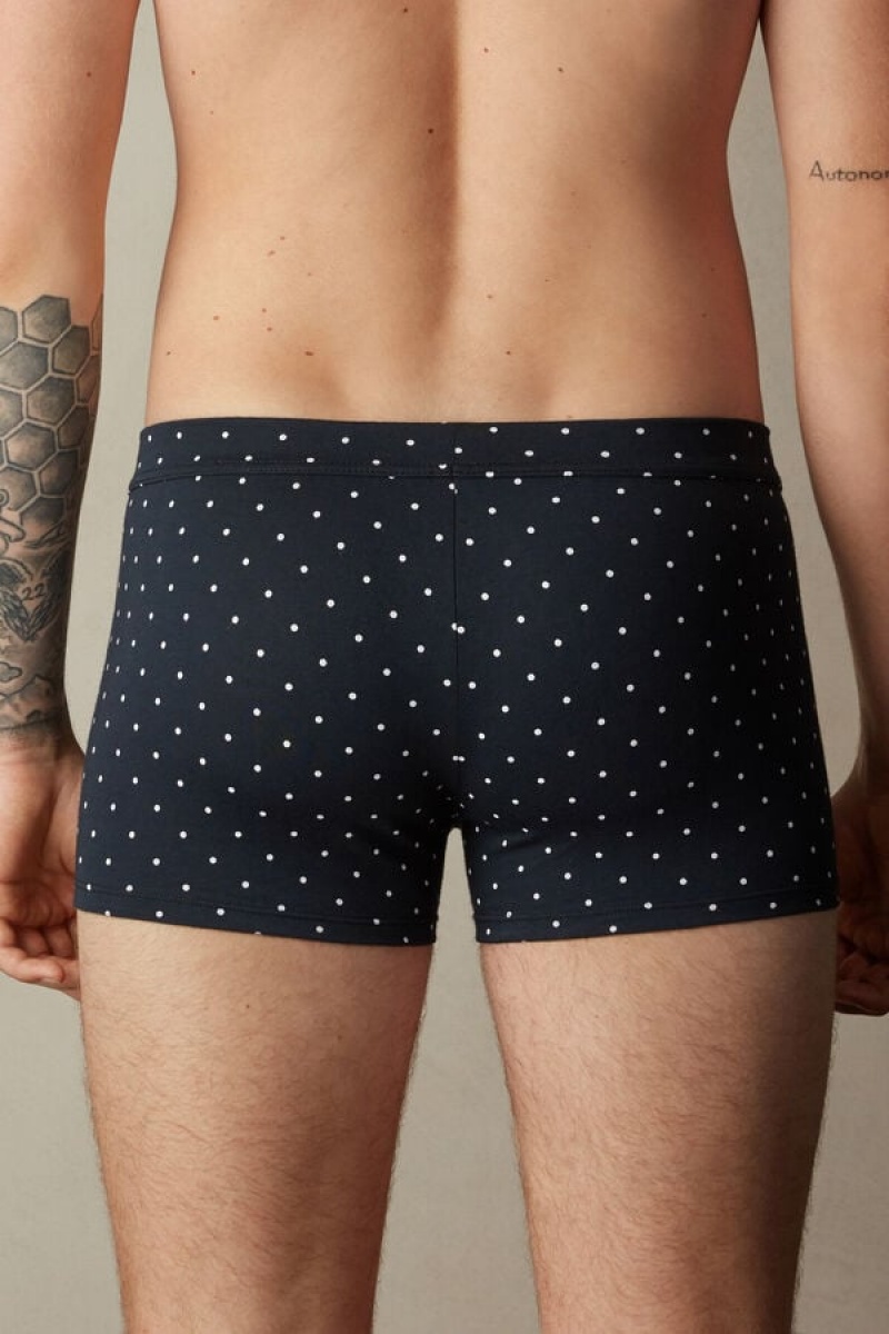 Intimissimi Dotted in Stretch Supima® Bomull Boxer Herre Blå | NOHK3403