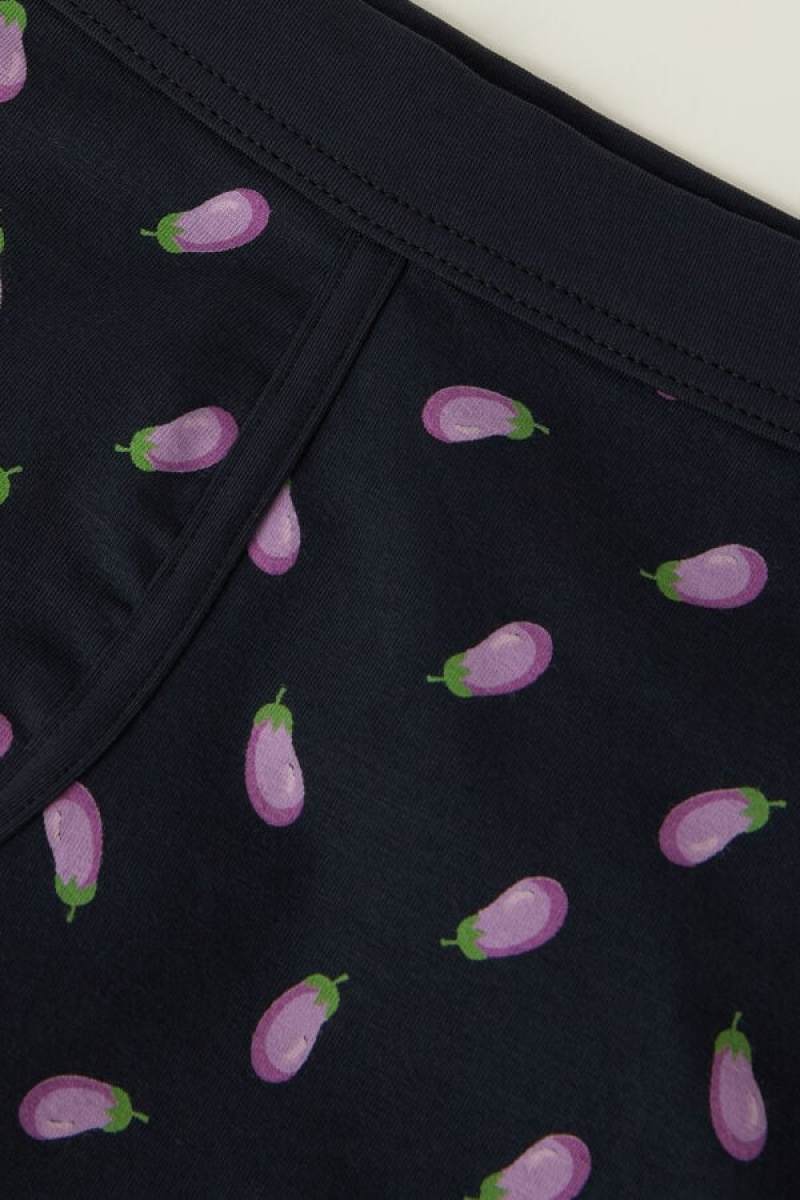 Intimissimi Eggplant in Stretch Supima® Bomull Boxer Herre Blå | NOWY3418