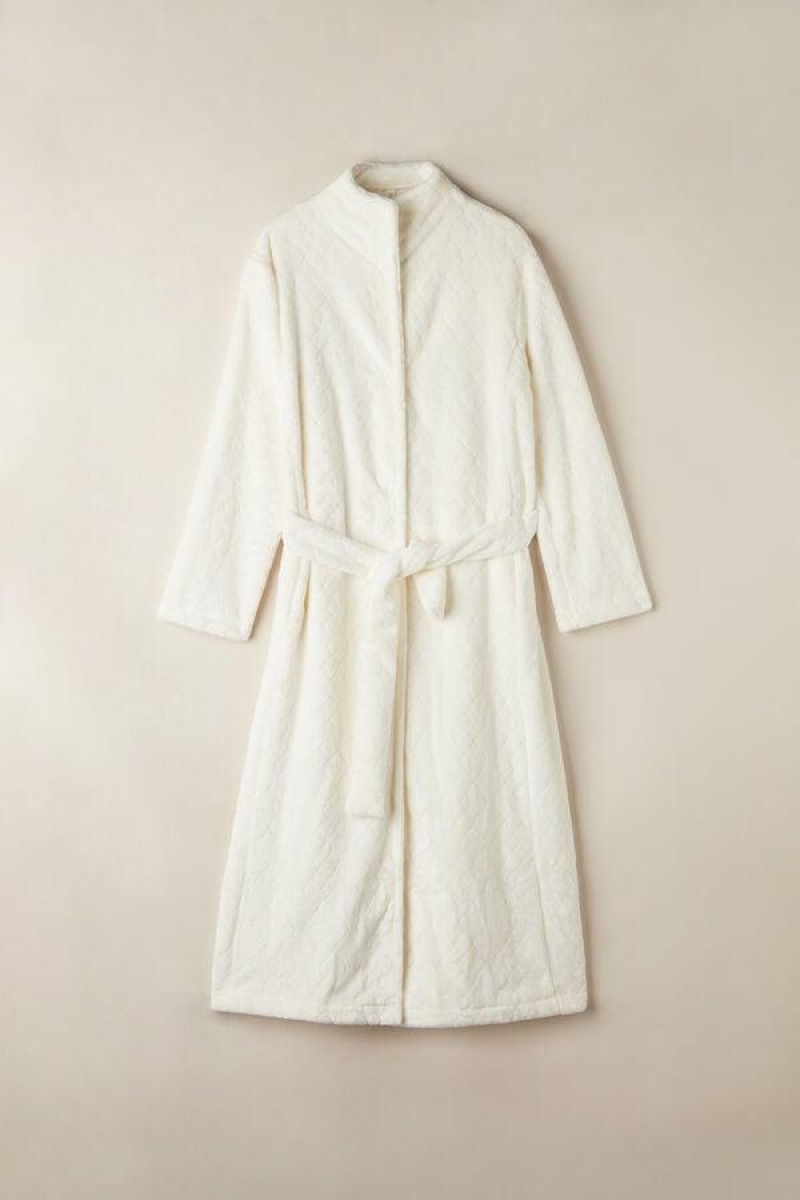 Intimissimi Elegant Night Long Robe Pyjamas Dame Hvite | NOYU3855