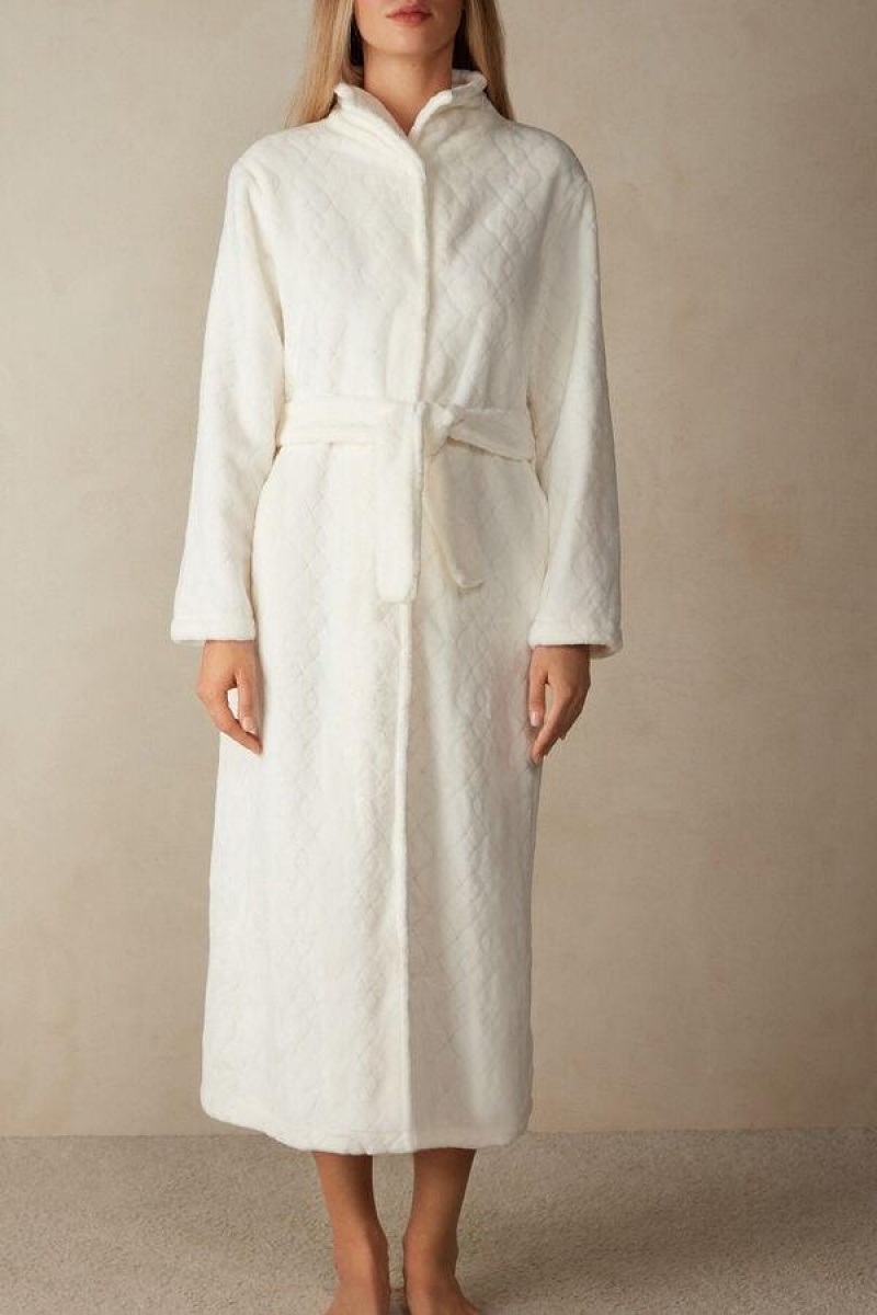 Intimissimi Elegant Night Long Robe Pyjamas Dame Hvite | NOYU3855