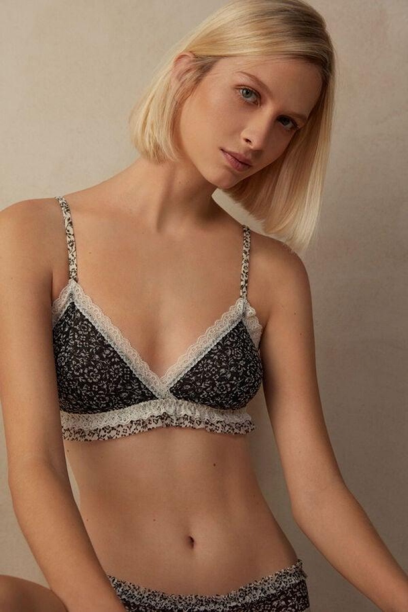 Intimissimi Emma A Floral Affair Triangle BH Dame Svarte | NONB4669