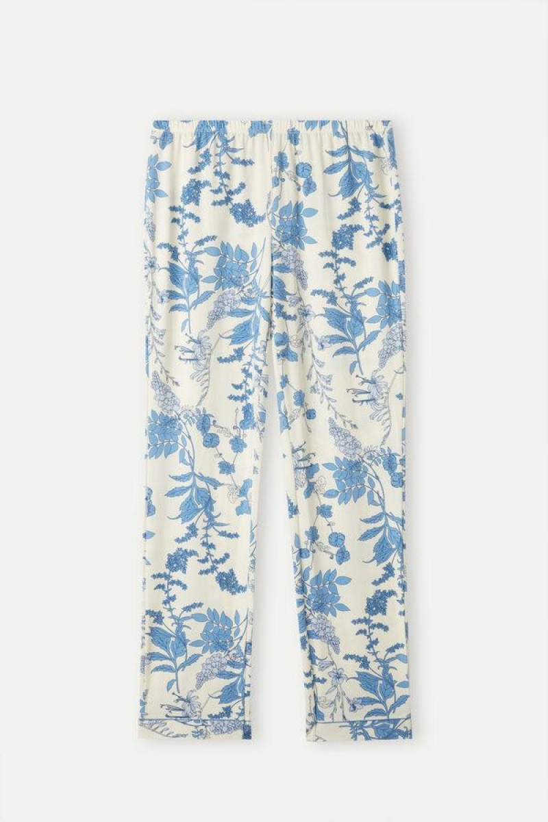 Intimissimi Feeling Beautiful Full Length Modal Pants Pyjamas Dame Hvite Blå | NOJJ4026