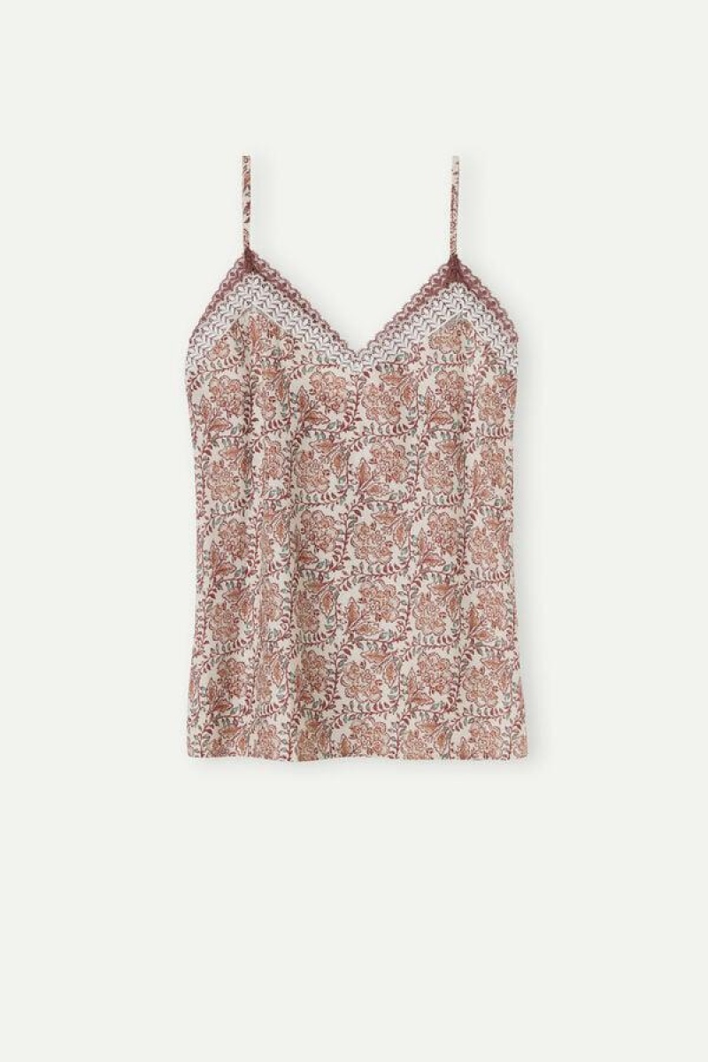 Intimissimi Garden Spices Bomull Top Pyjamas Dame Rød | NOPQ3948