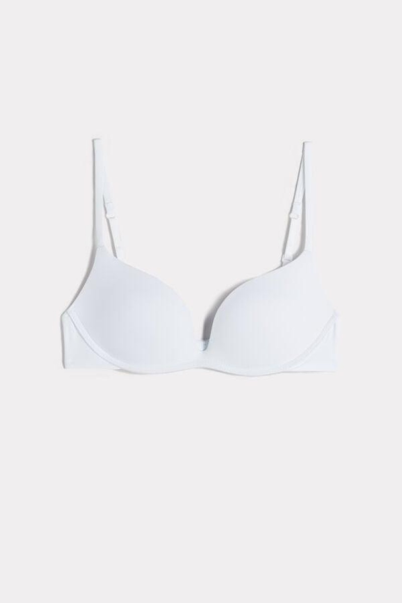 Intimissimi Gioia B Cup Microfiber Super Push-Up BH Dame Hvite | NOGL4730