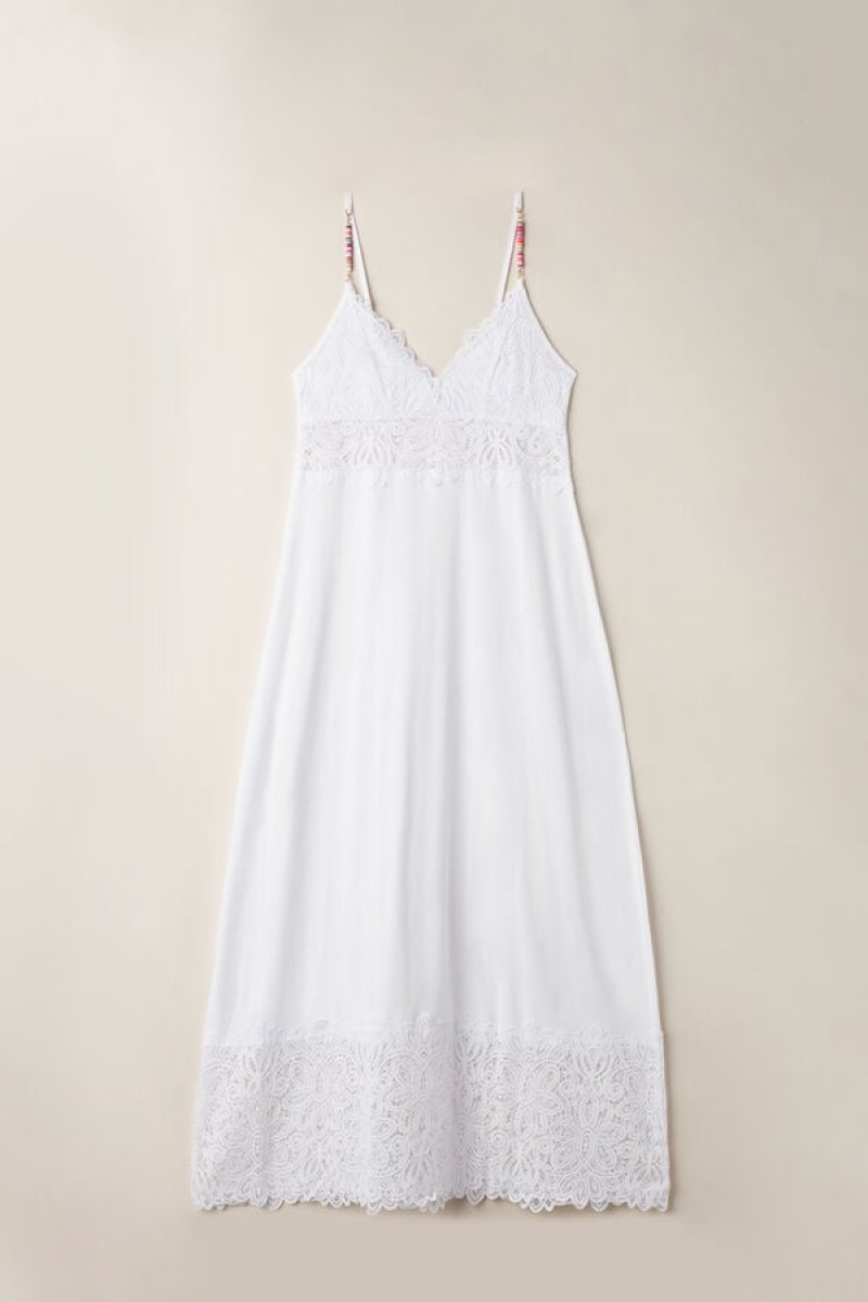 Intimissimi Hot Summer Days Long Nightgown in Supima® Ultrafresh Bomull Dameundertøy Dame Hvite | NOSO4102