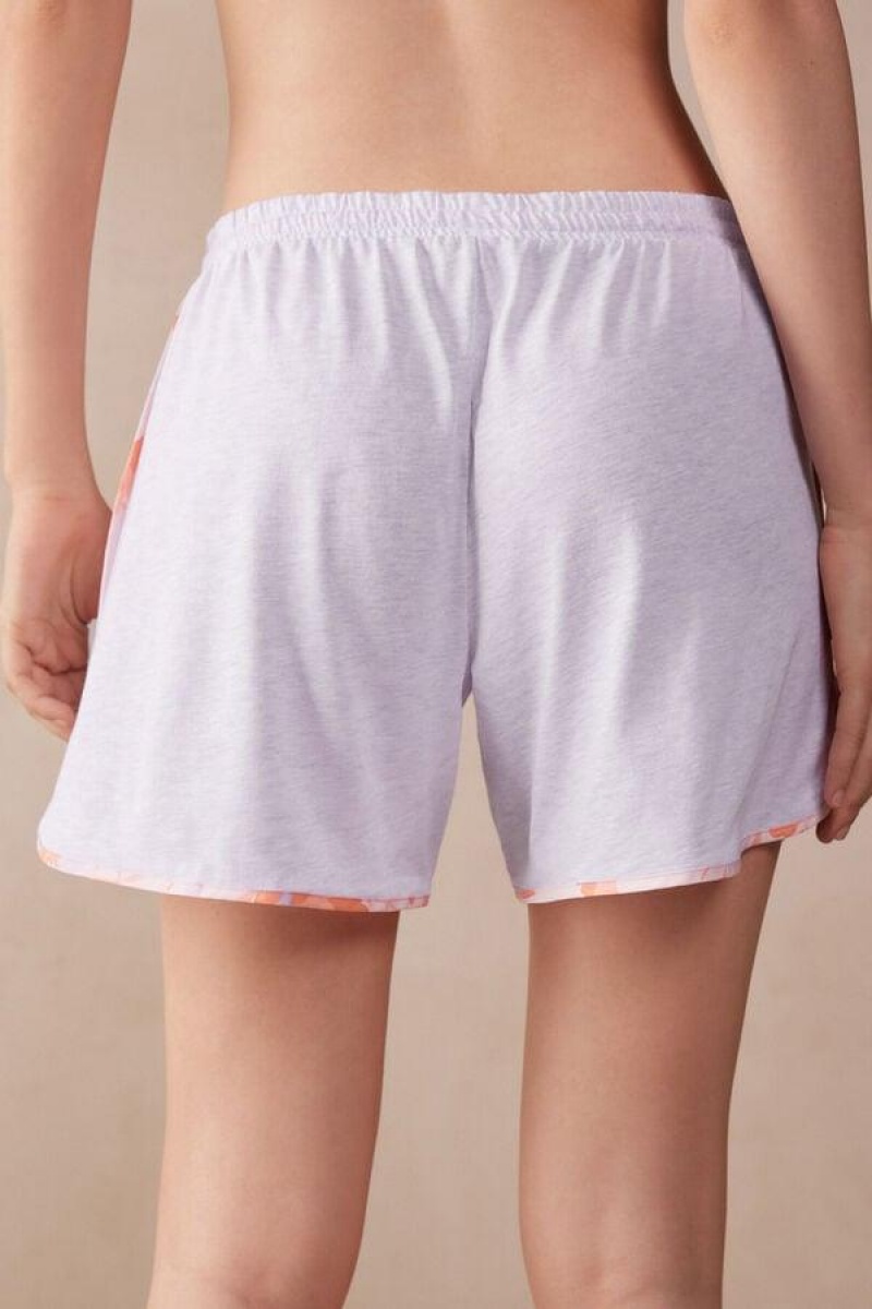 Intimissimi Iris and Apricot Supima® Ultrafresh Bomull Shorts Pyjamas Dame Lilla | NOGL4099