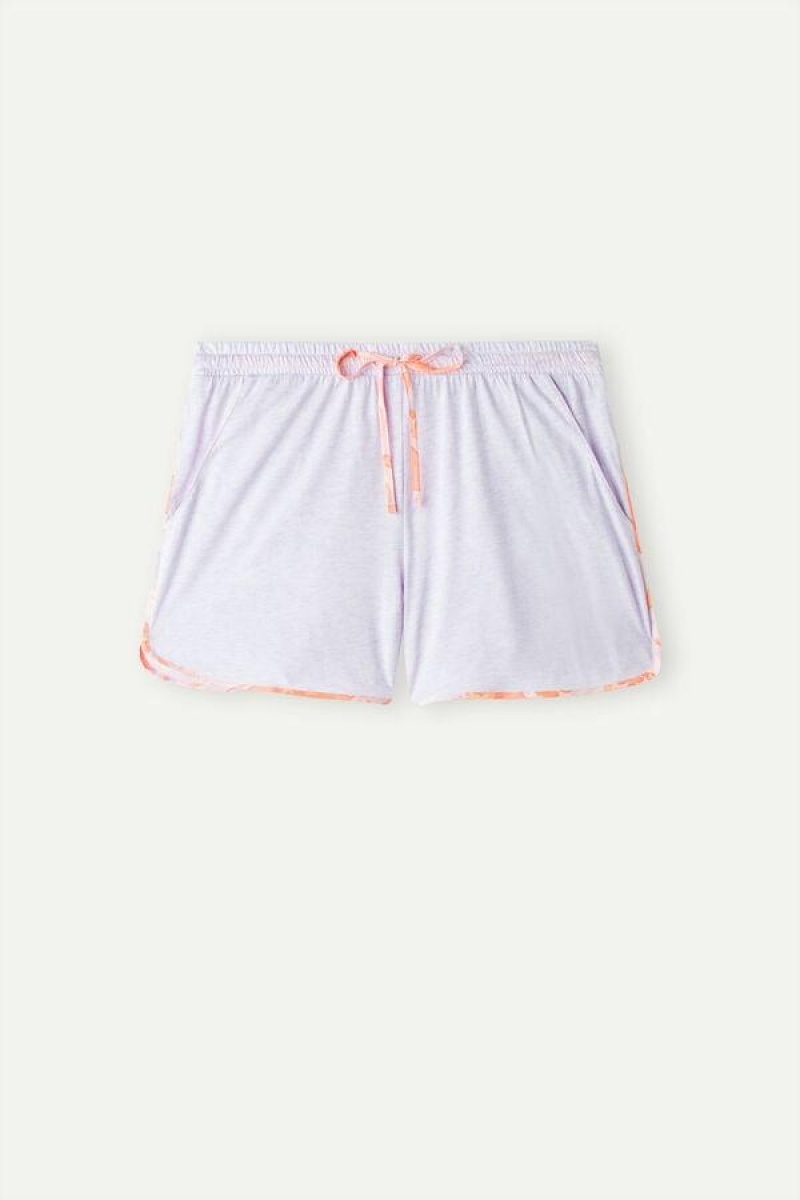 Intimissimi Iris and Apricot Supima® Ultrafresh Bomull Shorts Pyjamas Dame Lilla | NOGL4099