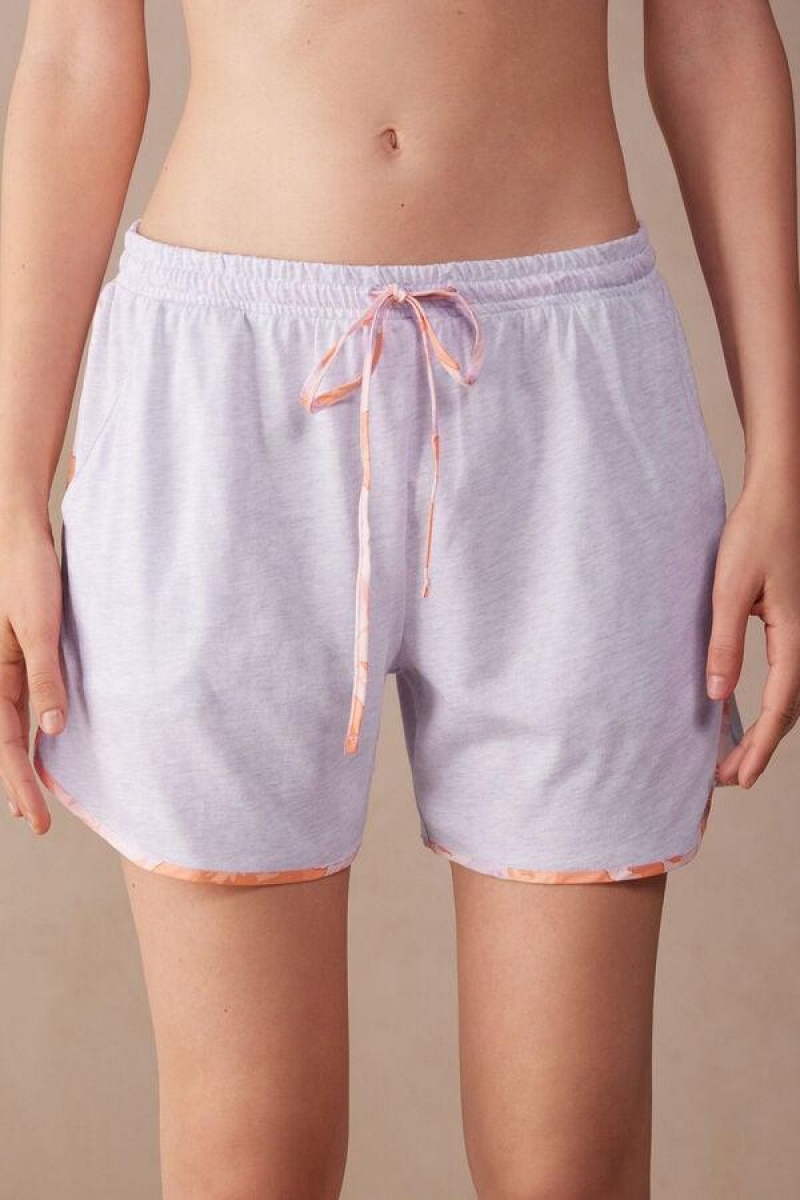 Intimissimi Iris and Apricot Supima® Ultrafresh Bomull Shorts Pyjamas Dame Lilla | NOGL4099