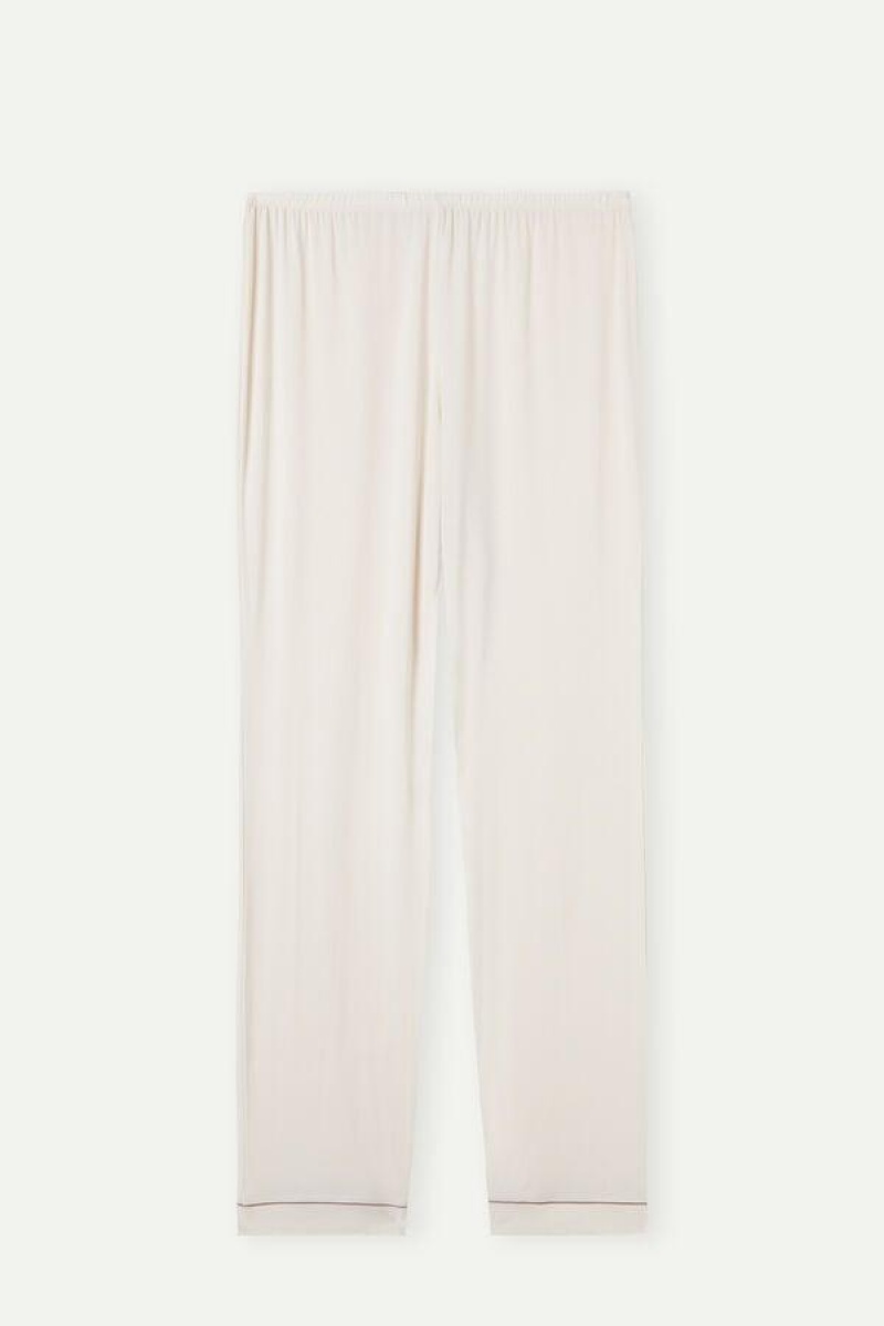 Intimissimi Long Micromodal Trousers Pyjamas Dame Lyse Gul Hvite | NOFM4048