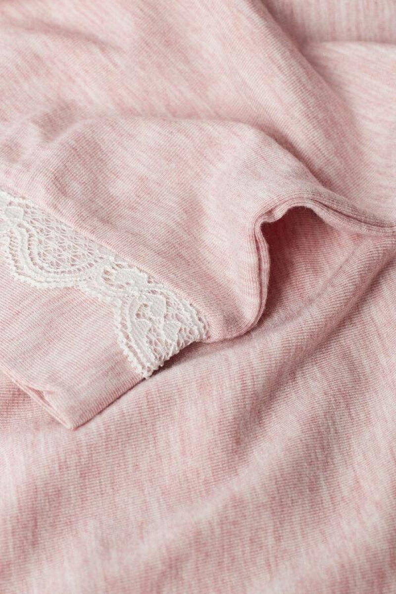 Intimissimi Long Modal Blonder Detail Trousers Pyjamas Dame Lyse Rosa | NOHK4046