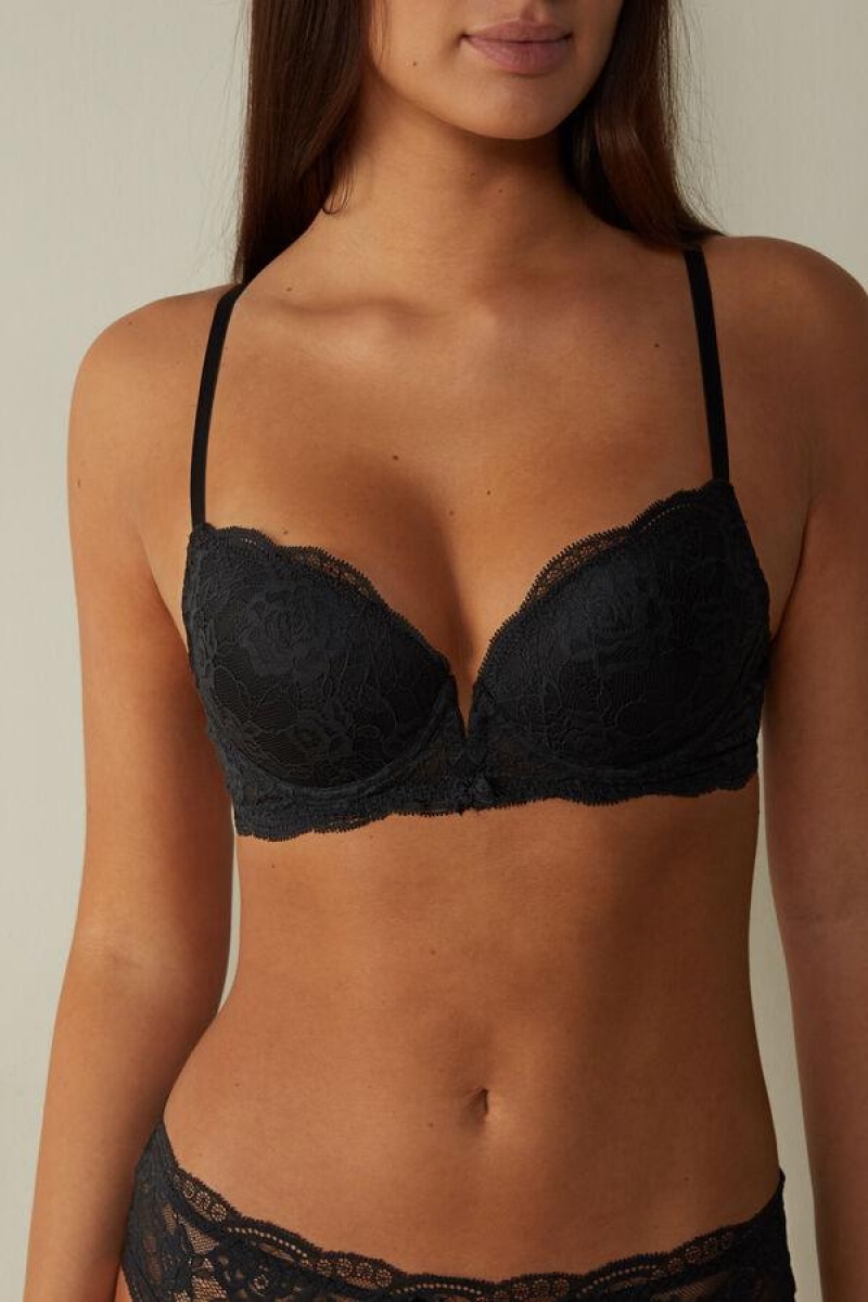 Intimissimi Mia Blonder Super Push-Up BH Dame Svarte | NOWY4718