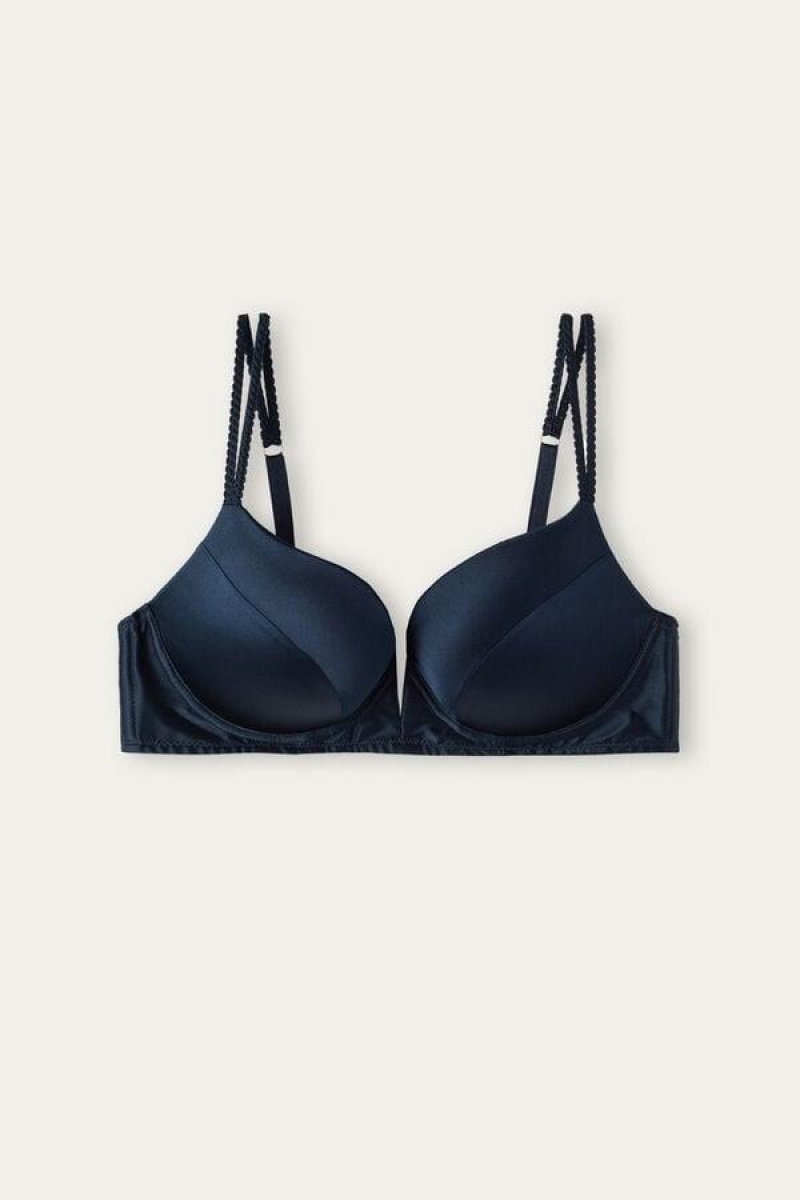 Intimissimi Mia Silk Super Push-Up BH Dame Blå | NOCE4749