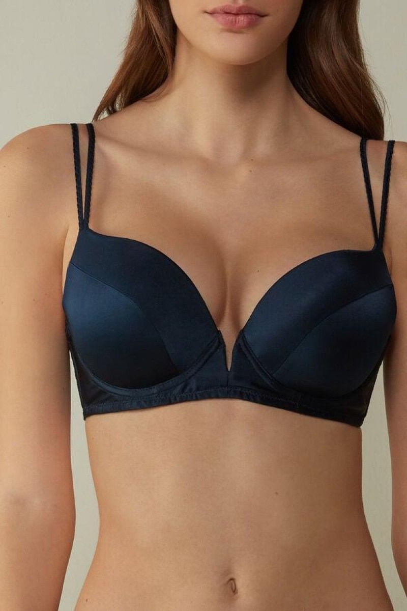 Intimissimi Mia Silk Super Push-Up BH Dame Blå | NOCE4749