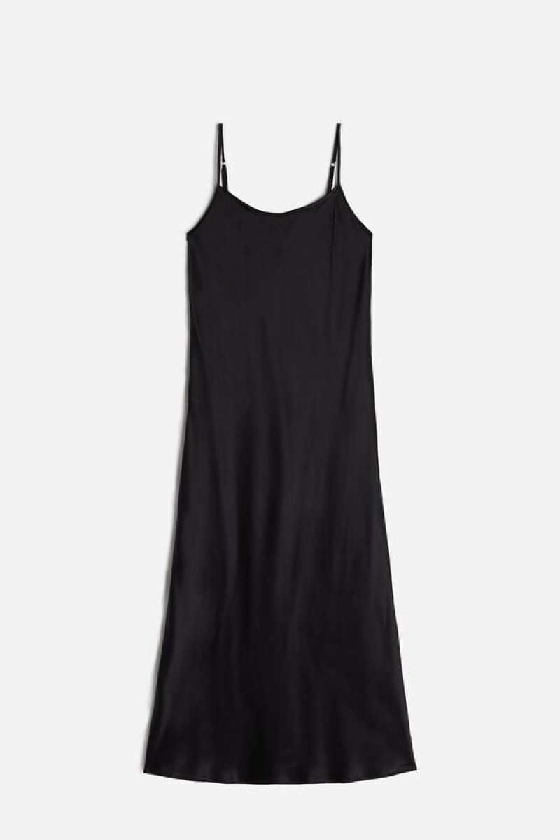 Intimissimi Midi-Length Slip in Silk Dameundertøy Dame Svarte | NOWY4146