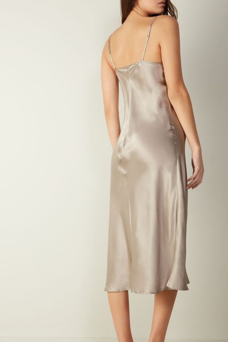 Intimissimi Midi-Length Slip in Silk Dameundertøy Dame Beige | NOHK4131