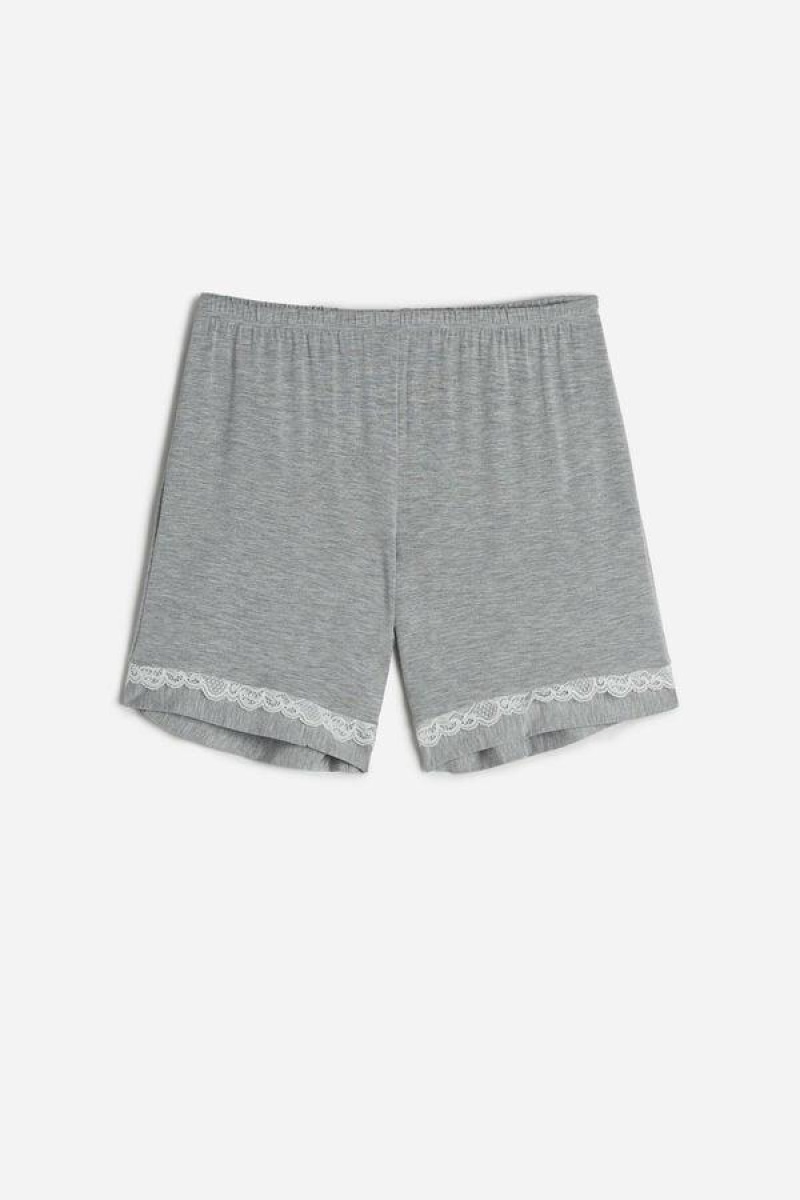 Intimissimi Modal Shorts with Blonder Details Pyjamas Dame Lyse Grå | NODN4056