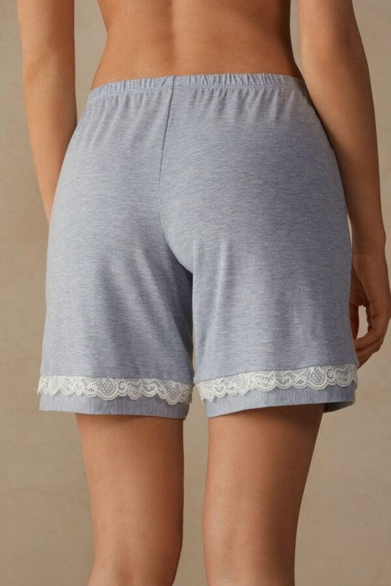 Intimissimi Modal Shorts with Blonder Details Pyjamas Dame Lyse Blå | NOWY4067