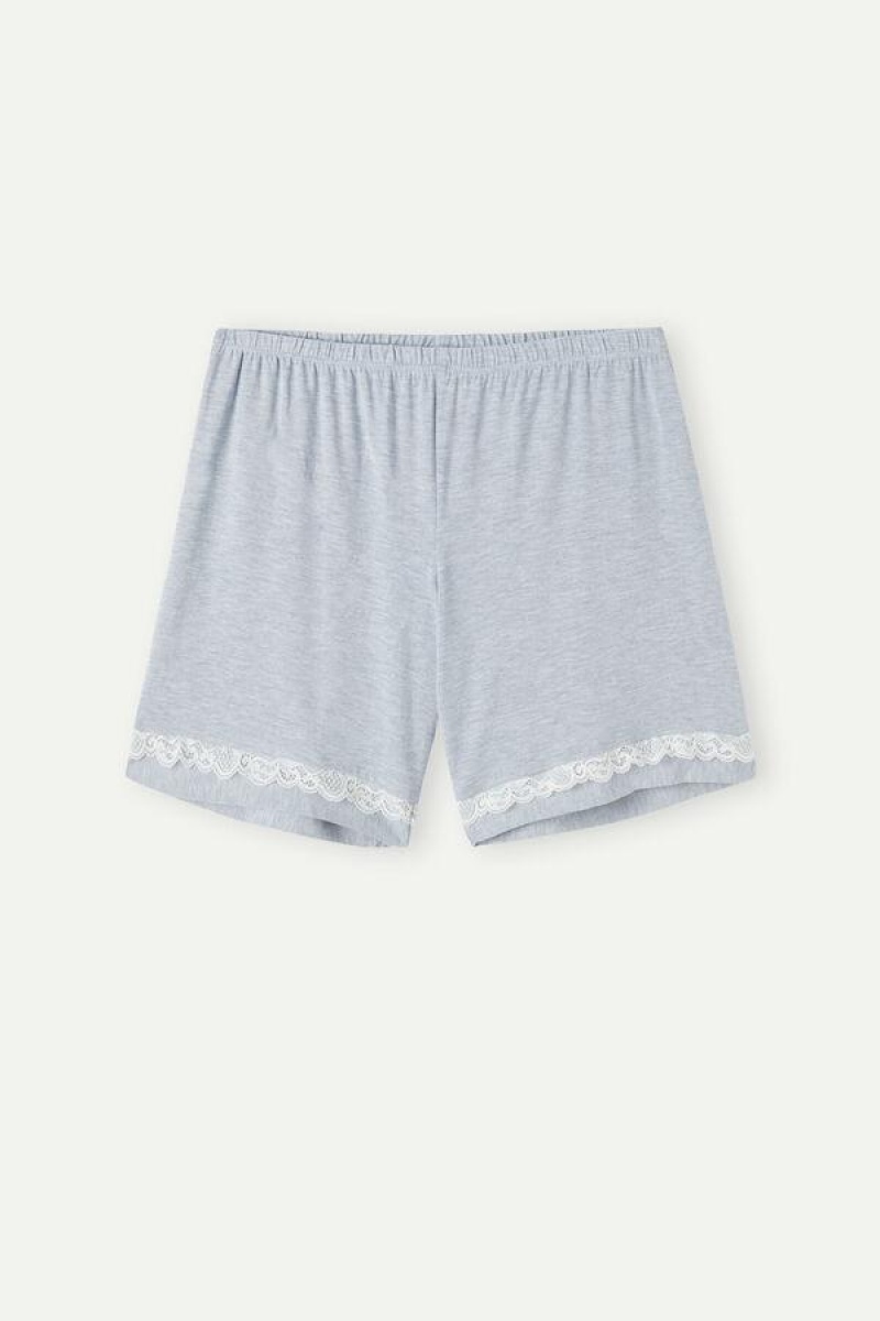 Intimissimi Modal Shorts with Blonder Details Pyjamas Dame Lyse Blå | NOWY4067