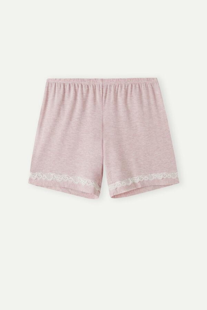 Intimissimi Modal Shorts with Blonder Details Pyjamas Dame Lyse Rosa | NOEX4066