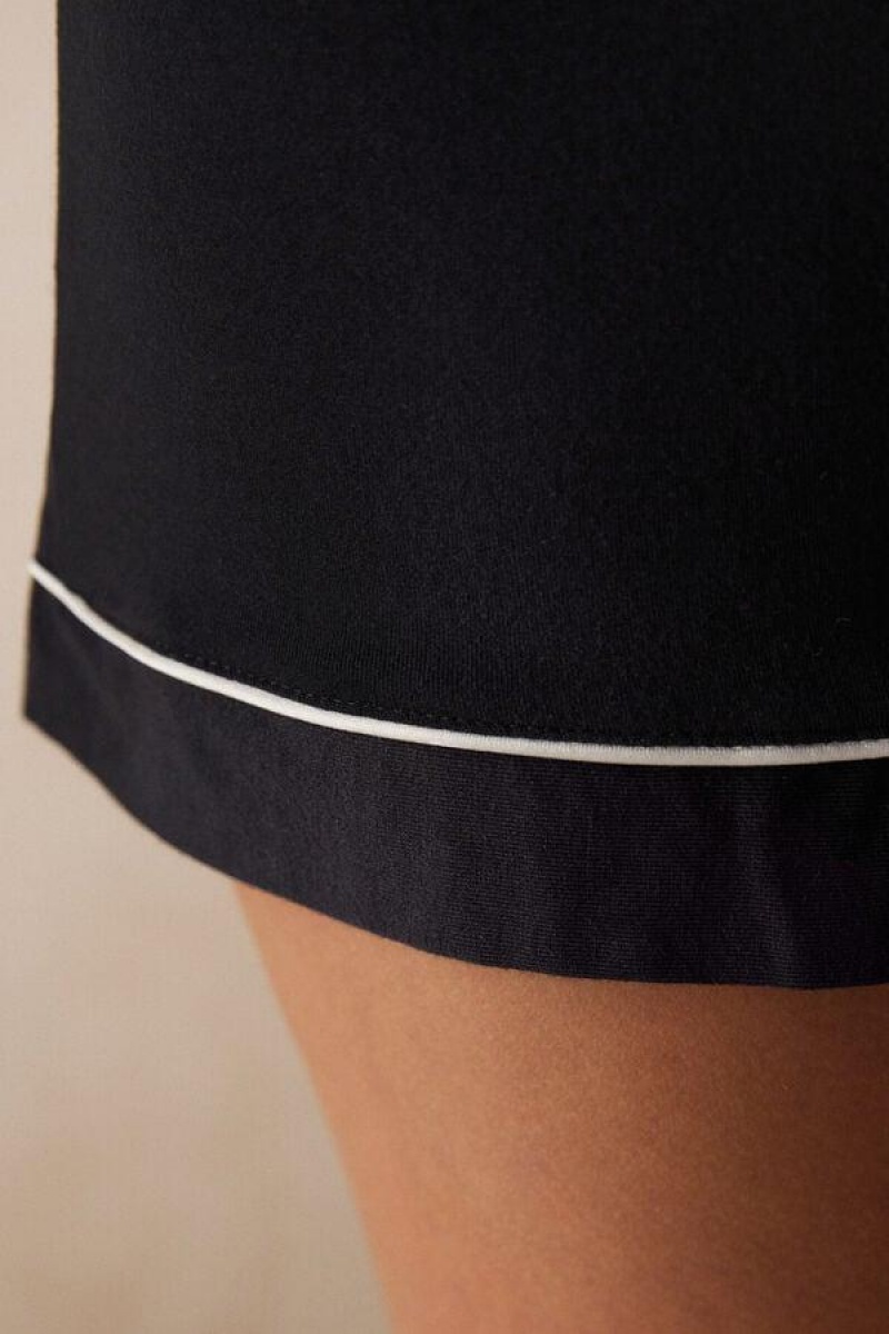 Intimissimi Modal Shorts with Contrast Trim Pyjamas Dame Svarte | NOTV4091