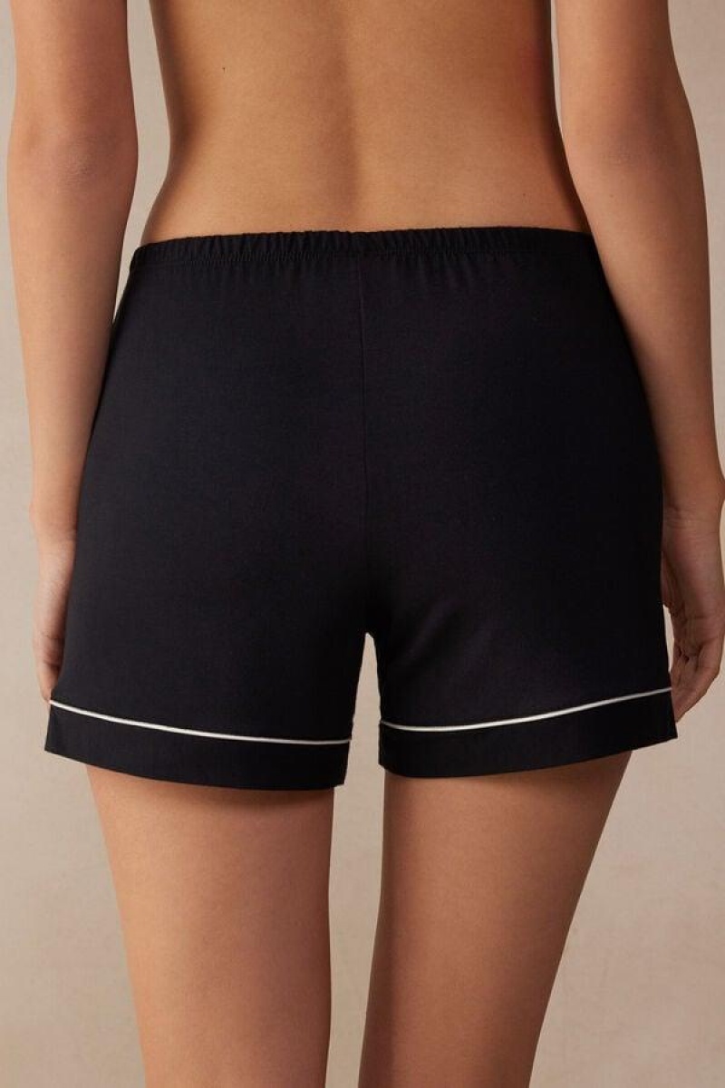 Intimissimi Modal Shorts with Contrast Trim Pyjamas Dame Svarte | NOTV4091