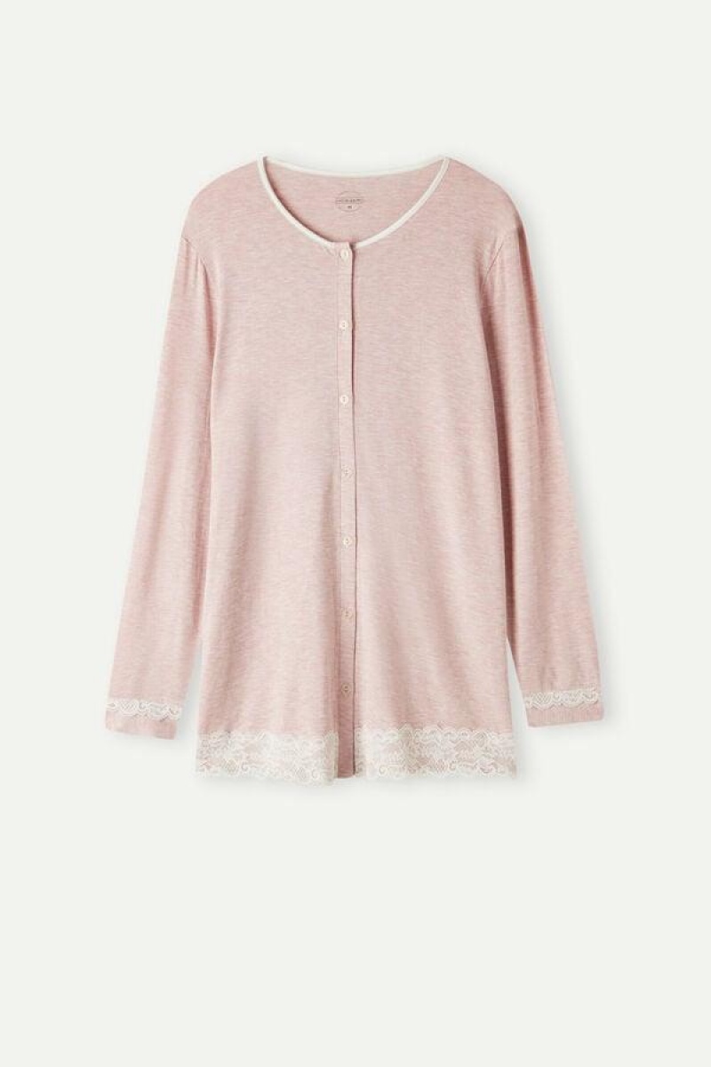 Intimissimi Modal and Blonder Cardigan Pyjamas Dame Lyse Rosa | NORW3909