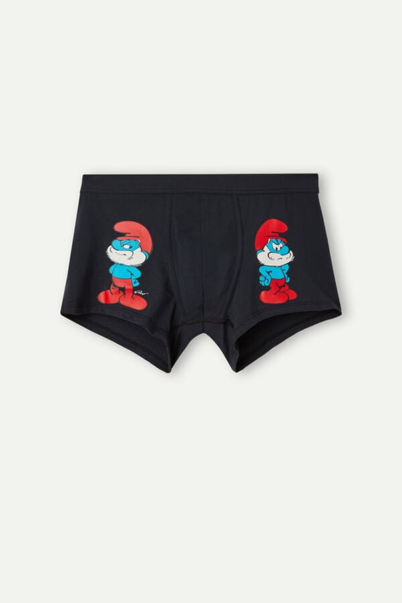 Intimissimi Papa Smurf in Stretch Supima® Bomull Boxer Herre Blå | NOPQ3410