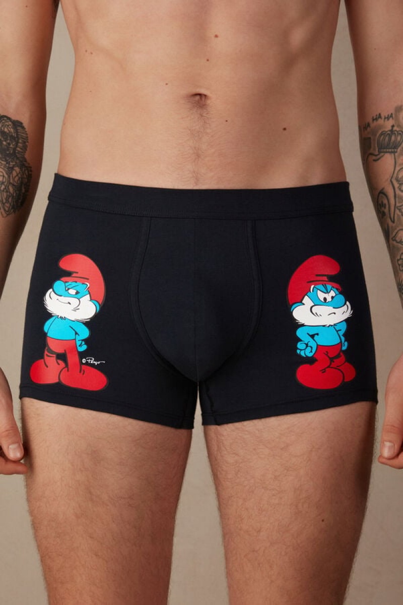 Intimissimi Papa Smurf in Stretch Supima® Bomull Boxer Herre Blå | NOPQ3410