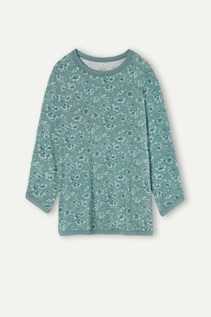 Intimissimi Prairie Bouquet Long Sleeve Top Pyjamas Dame Grønn | NOTV3883