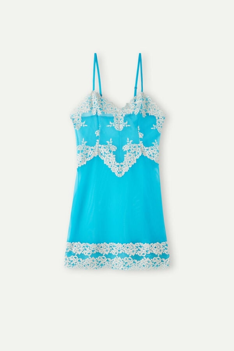 Intimissimi Pretty Flowers Babydoll Dameundertøy Dame Turkis Hvite | NODN4108