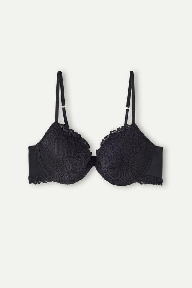 Intimissimi Pretty Flowers Bellissima Push-up BH Dame Svarte | NOSO4760