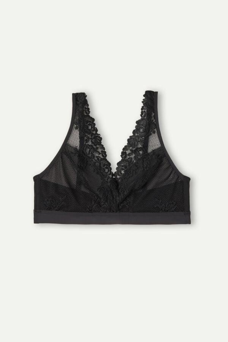 Intimissimi Pretty Flowers Lara Triangle BH Dame Svarte | NOVD4644