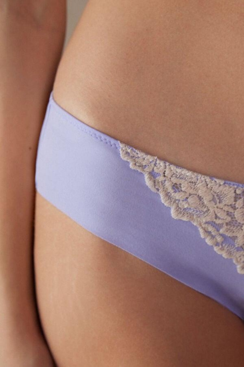 Intimissimi Pretty Flowers Seamless Bomull Truser Dame Lavendel Hvite | NOOR3696