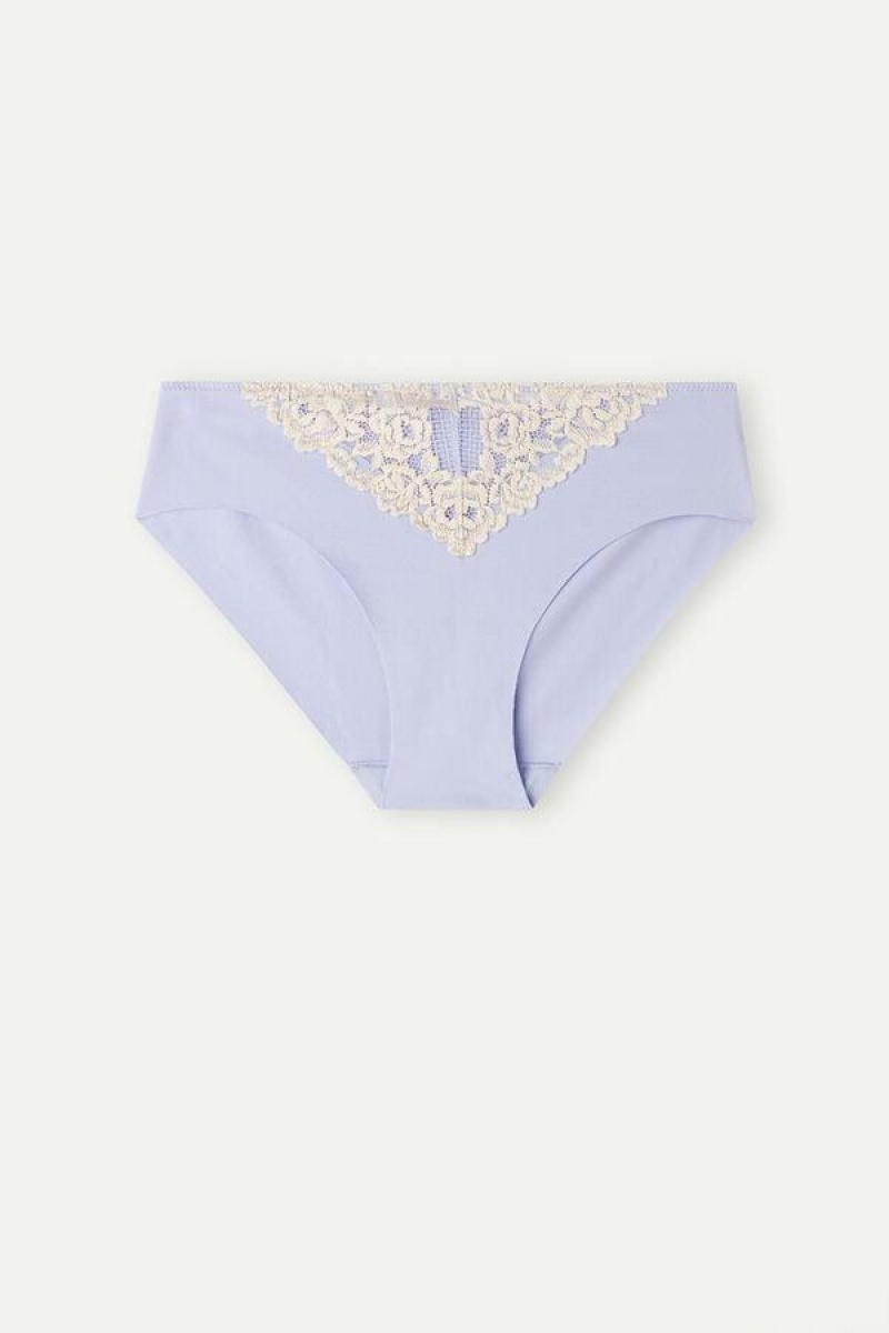 Intimissimi Pretty Flowers Seamless Bomull Truser Dame Lavendel Hvite | NOOR3696