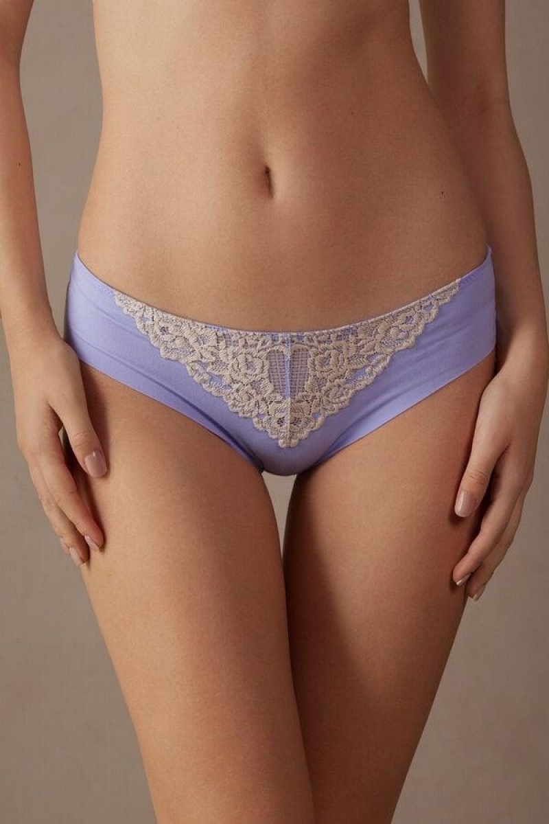 Intimissimi Pretty Flowers Seamless Bomull Truser Dame Lavendel Hvite | NOOR3696