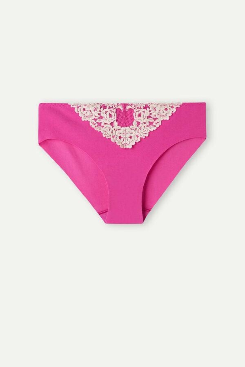 Intimissimi Pretty Flowers Seamless Bomull Truser Dame Rosa Hvite | NOFM3691