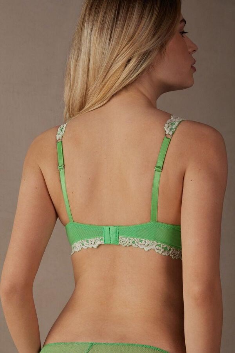 Intimissimi Pretty Flowers Sofia Balconette BH Dame Mint Hvite | NOFM4575