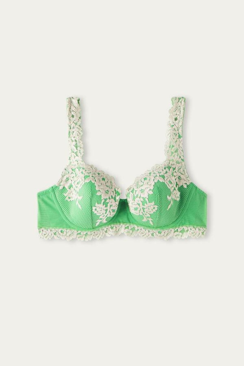 Intimissimi Pretty Flowers Sofia Balconette BH Dame Mint Hvite | NOFM4575