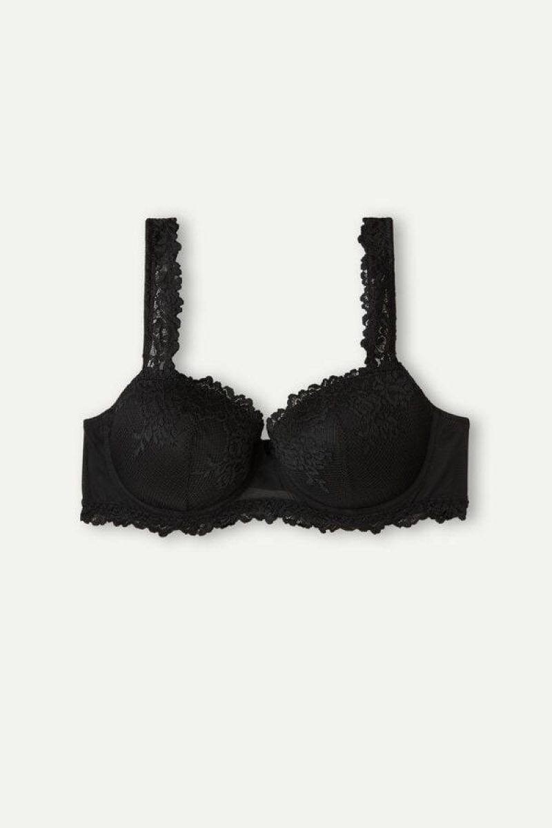 Intimissimi Pretty Flowers Sofia Balconette BH Dame Svarte | NOSO5003