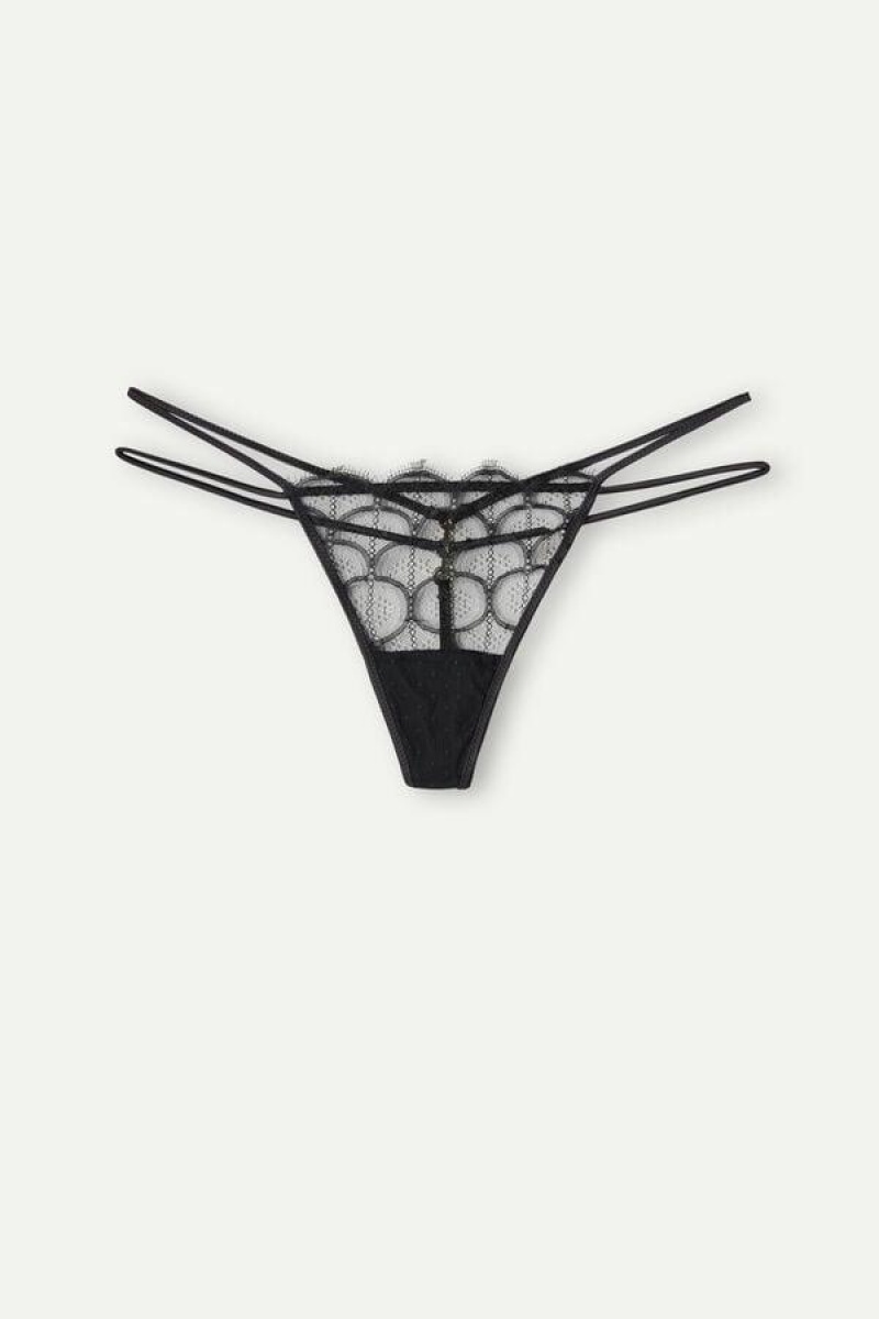 Intimissimi Pure Charme String Thong Truser Dame Svarte | NOQZ3808