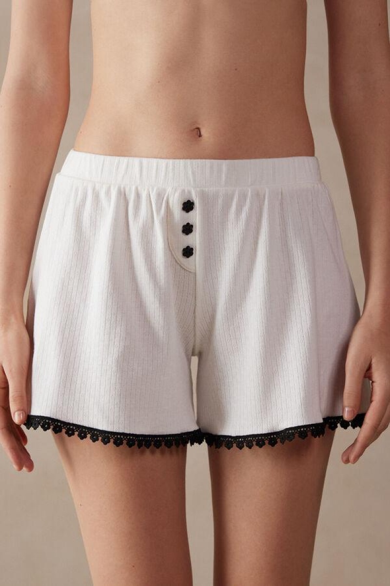 Intimissimi Pure Joy Bomull Shorts Pyjamas Dame Hvite | NODN4083