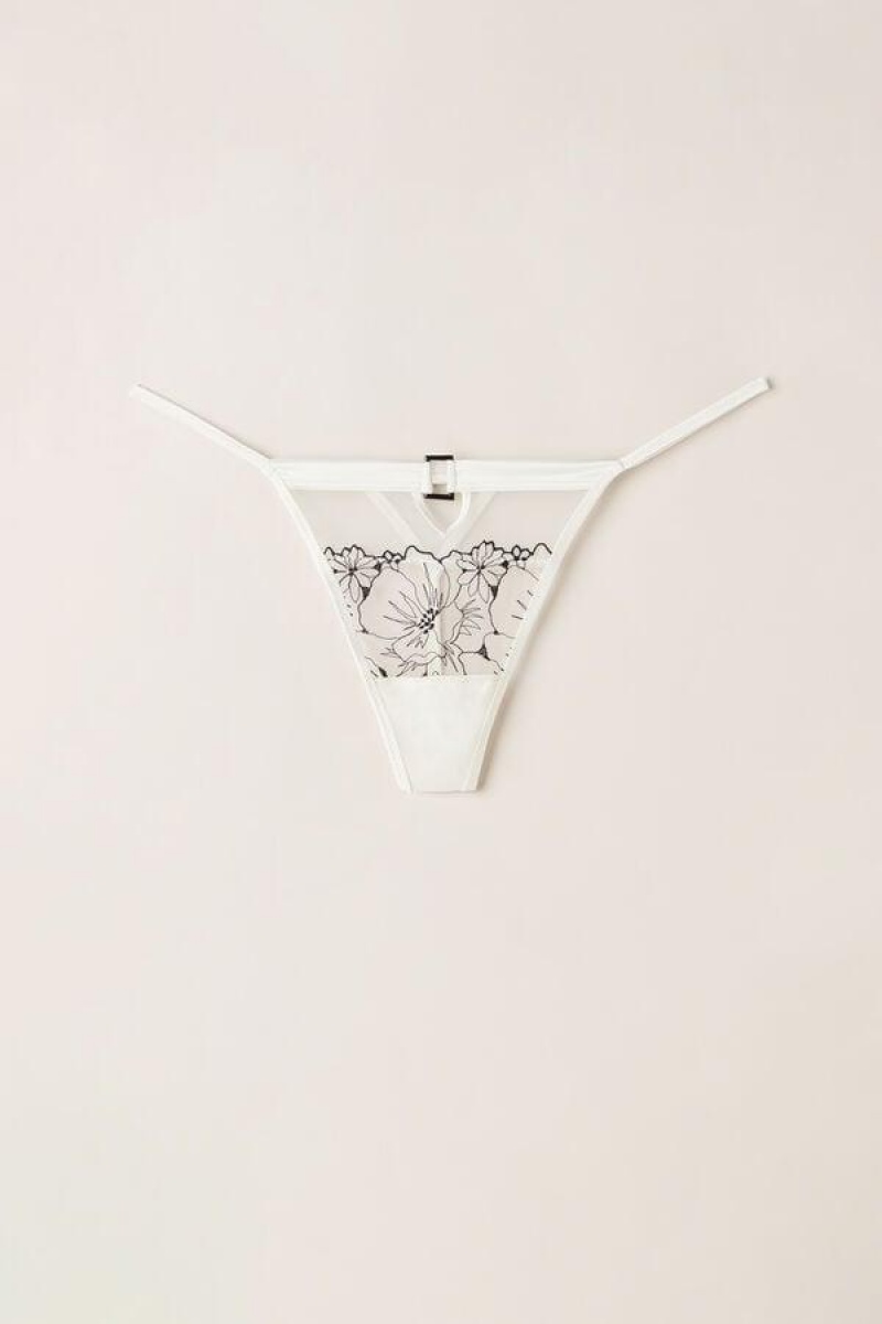 Intimissimi Pure Joy String Thong Truser Dame Hvite Svarte | NOXF3814