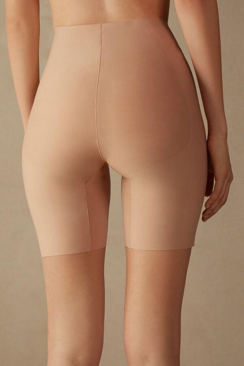 Intimissimi Raw-Cut Microfiber Shorts Truser Dame Beige | NOQZ3731