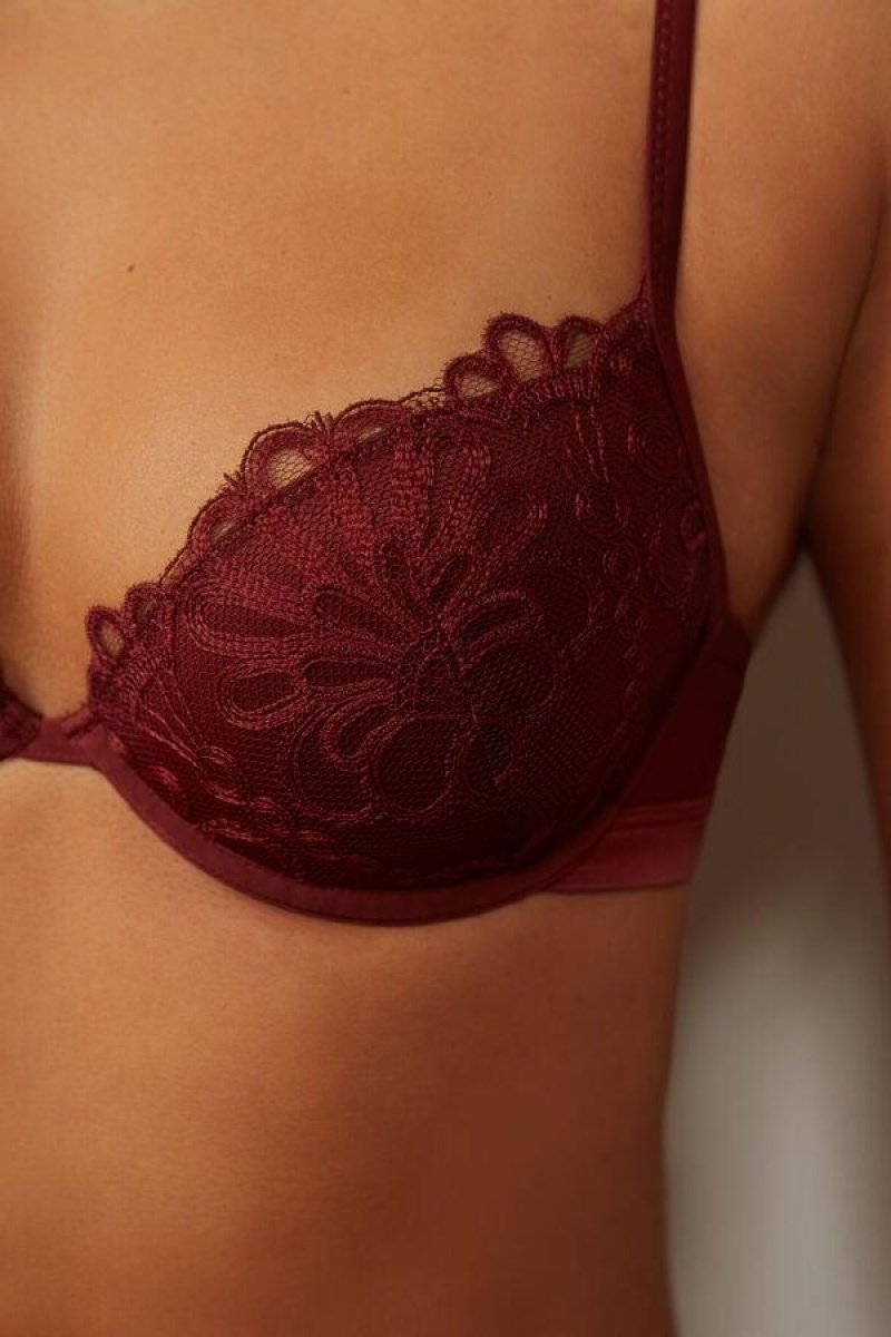 Intimissimi Romantic Life Bellissima Push-up BH Dame Mørke Rød | NOBC4747