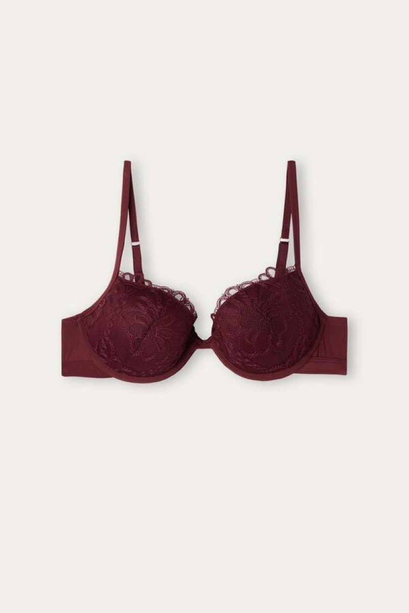 Intimissimi Romantic Life Bellissima Push-up BH Dame Mørke Rød | NOBC4747